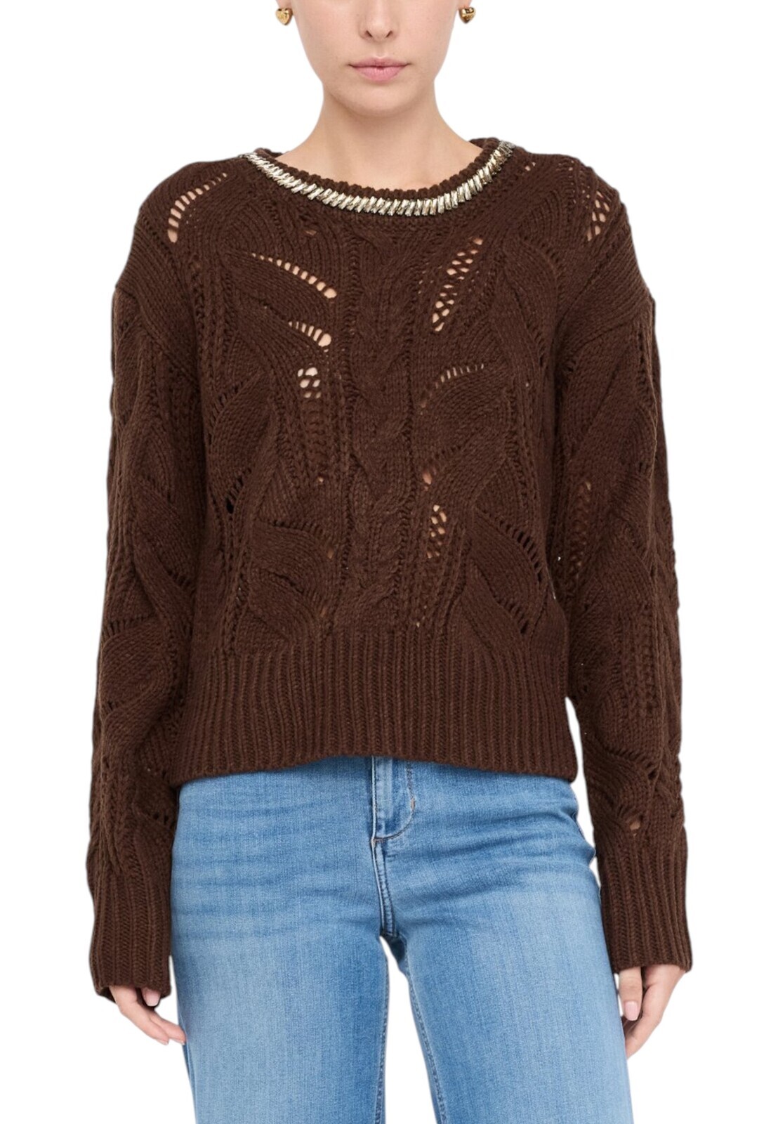 Hnedý vzorovaný sveter Liu Jo