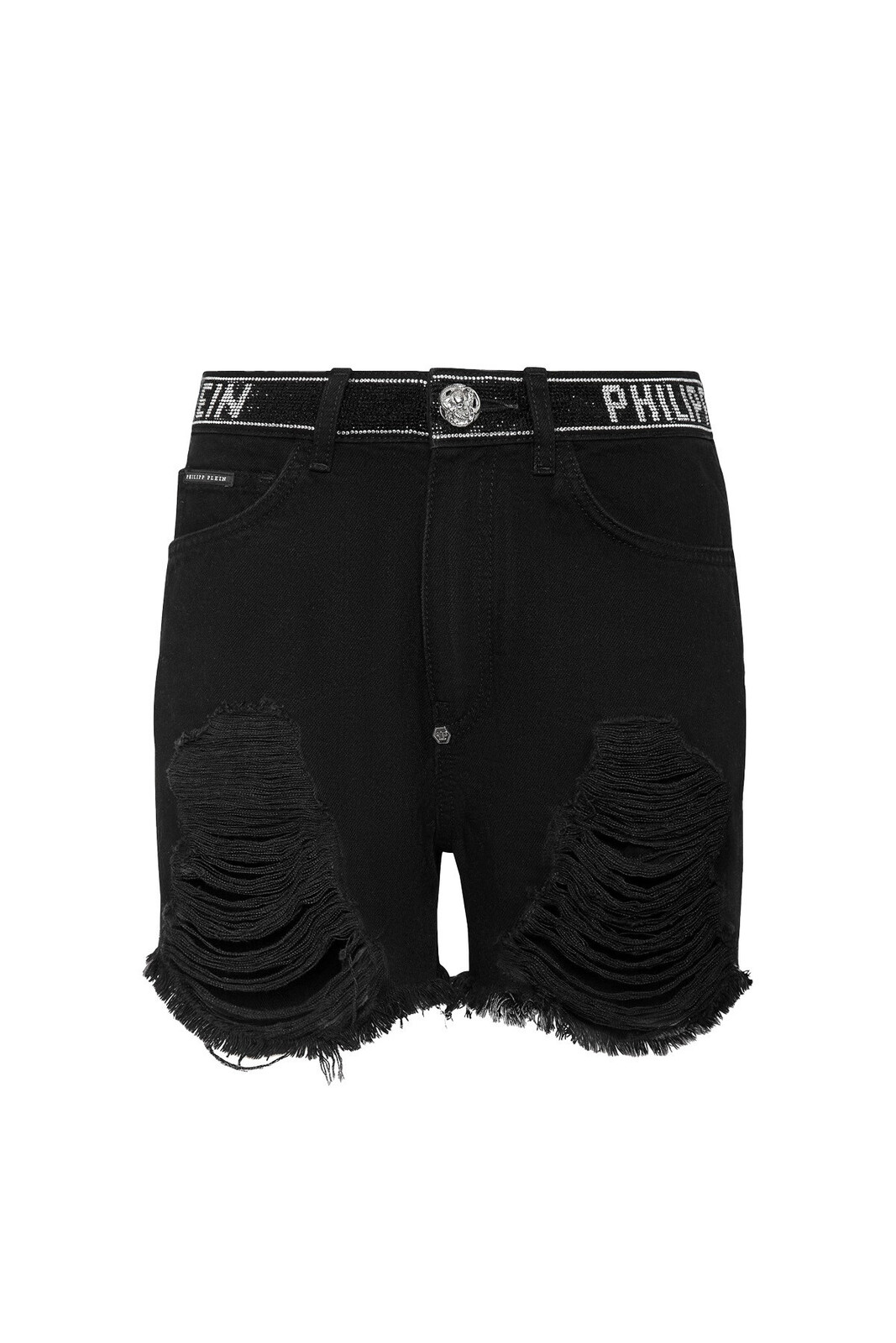 Philipp Plein čierne rifľové kraťasy