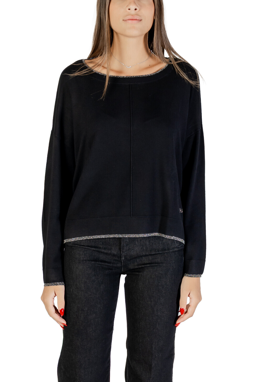 Čierny sveter Liu Jo s okrúhlym výstrihom