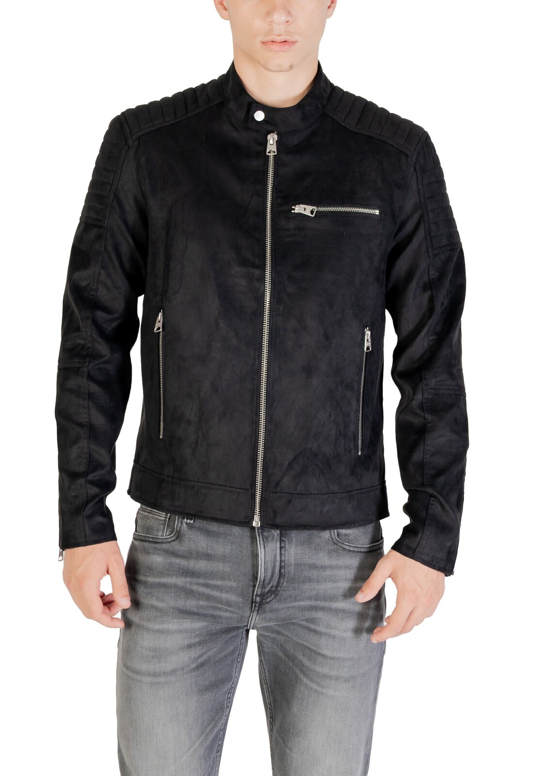 Čierna kožená bunda Only & Sons