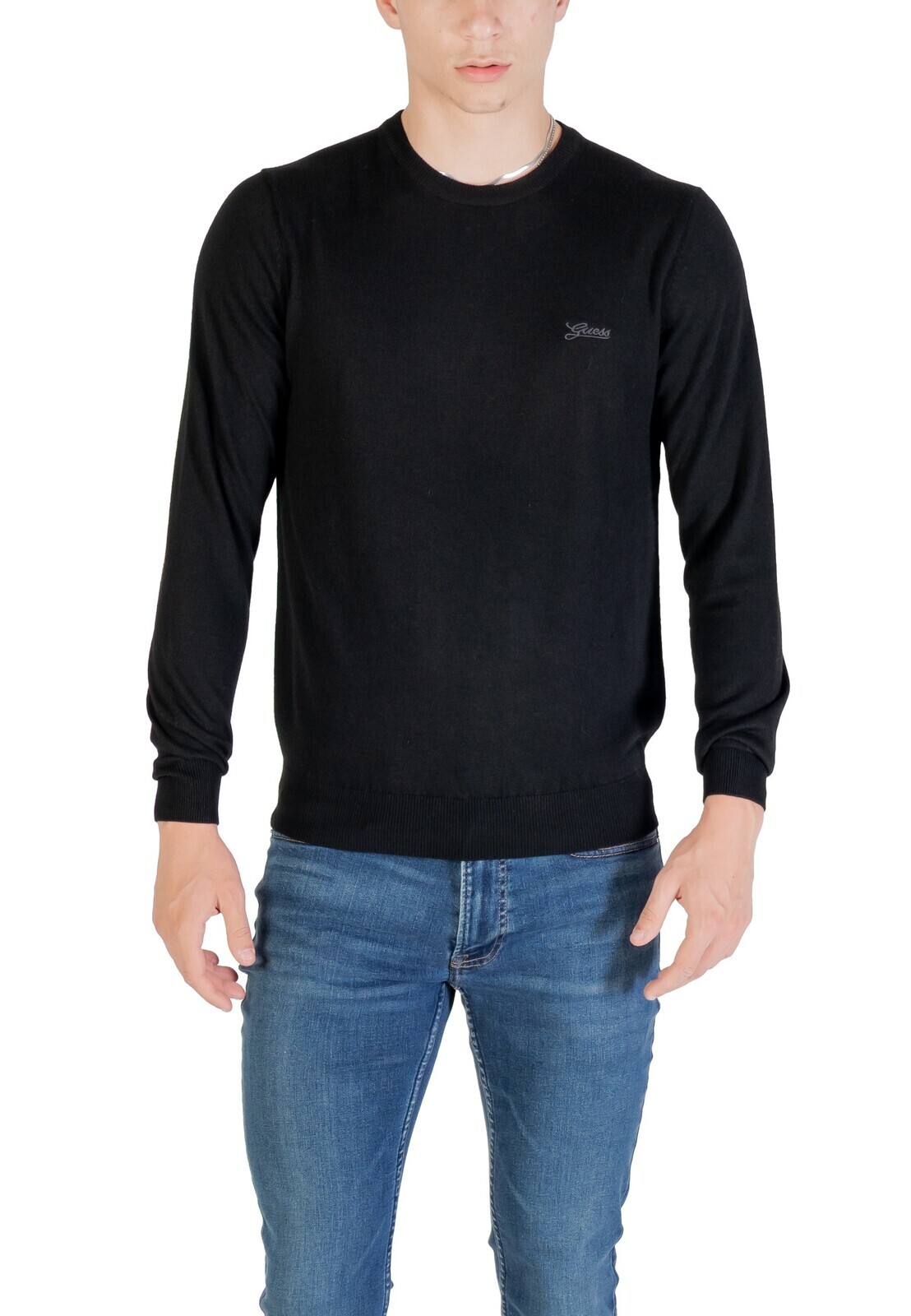 Čierny sveter Guess s dlhým rukávom
