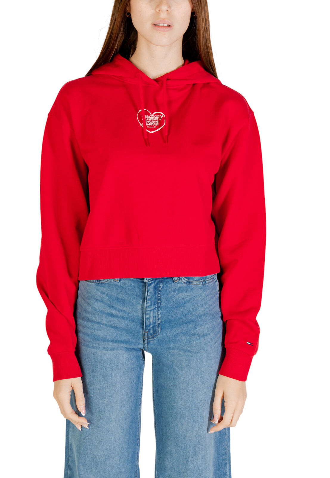 Červená mikina Tommy Hilfiger s kapucňou