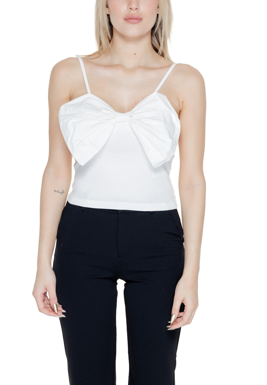 Biela dámska top s mašľou