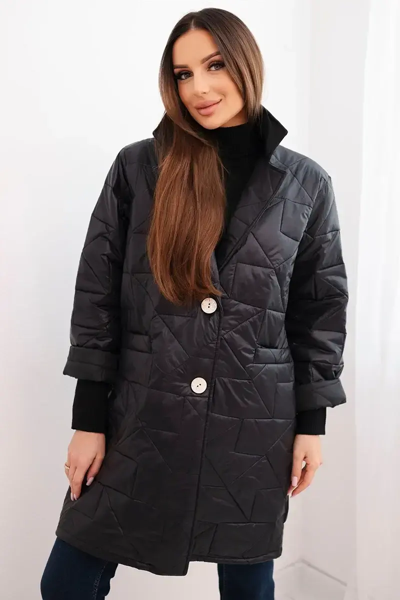 Dámska prešívaná bunda s ozdobnými gombíkmi