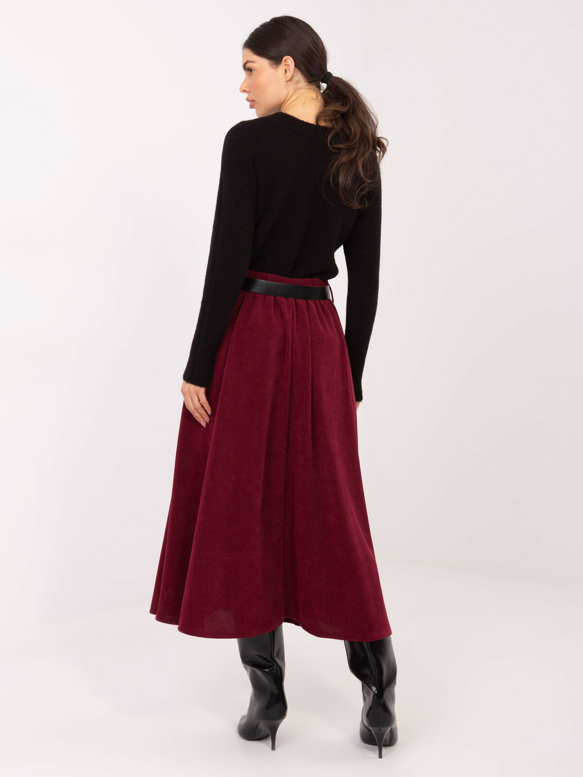 Bordová midi sukňa