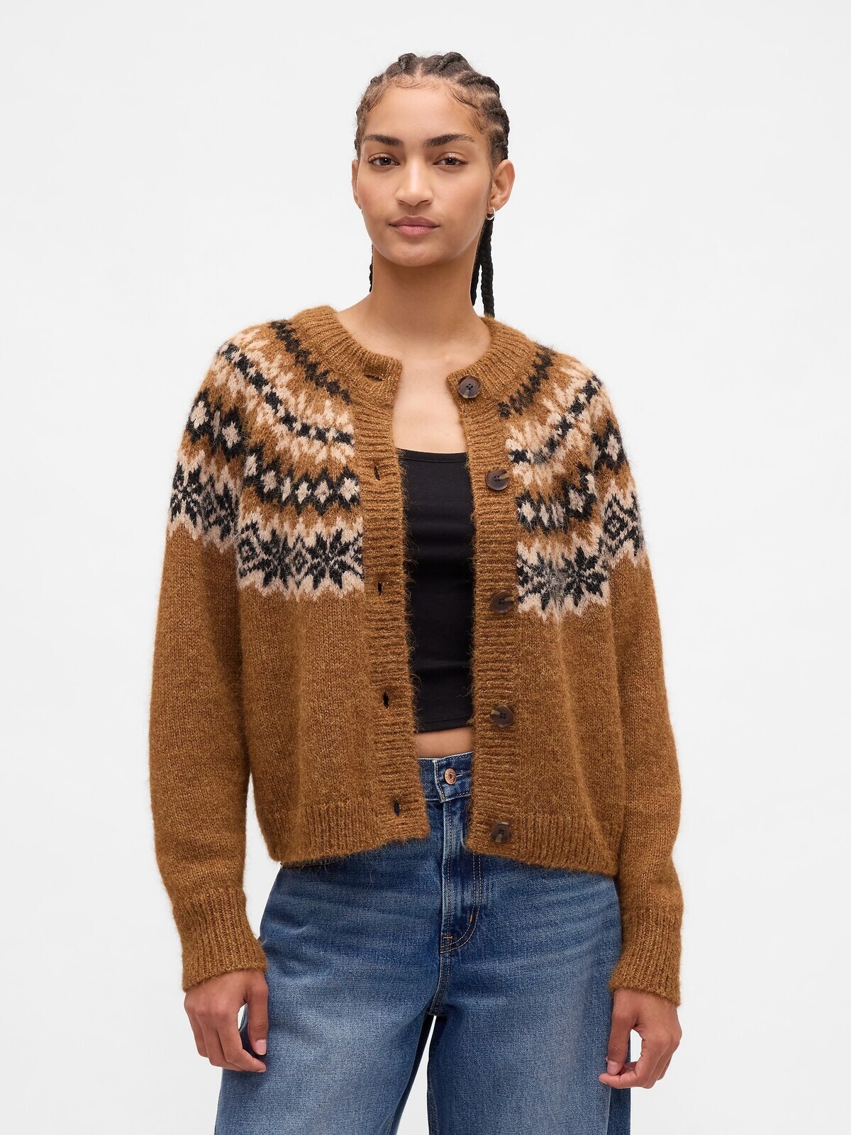 GAP Oversize Cardigan Fair Isle with Wool - Women's