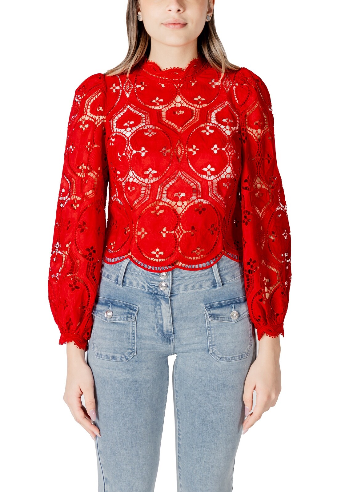 Červená čipkovaná blúzka Morgan De Toi