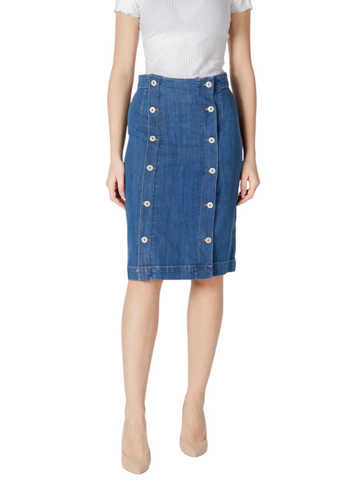 Džínsová sukňa Ichi s gombíkmi