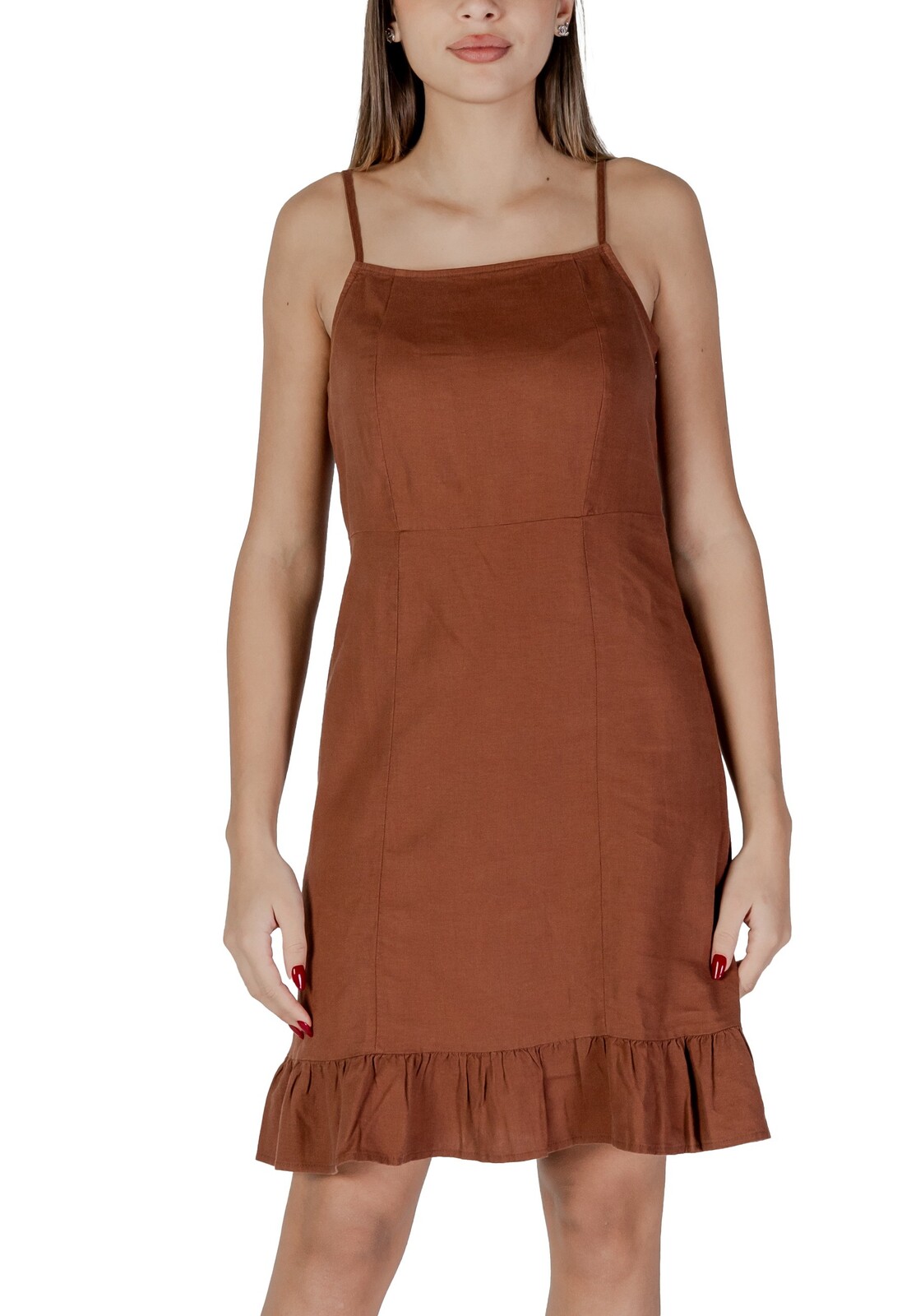 Hnedé šaty na ramienka