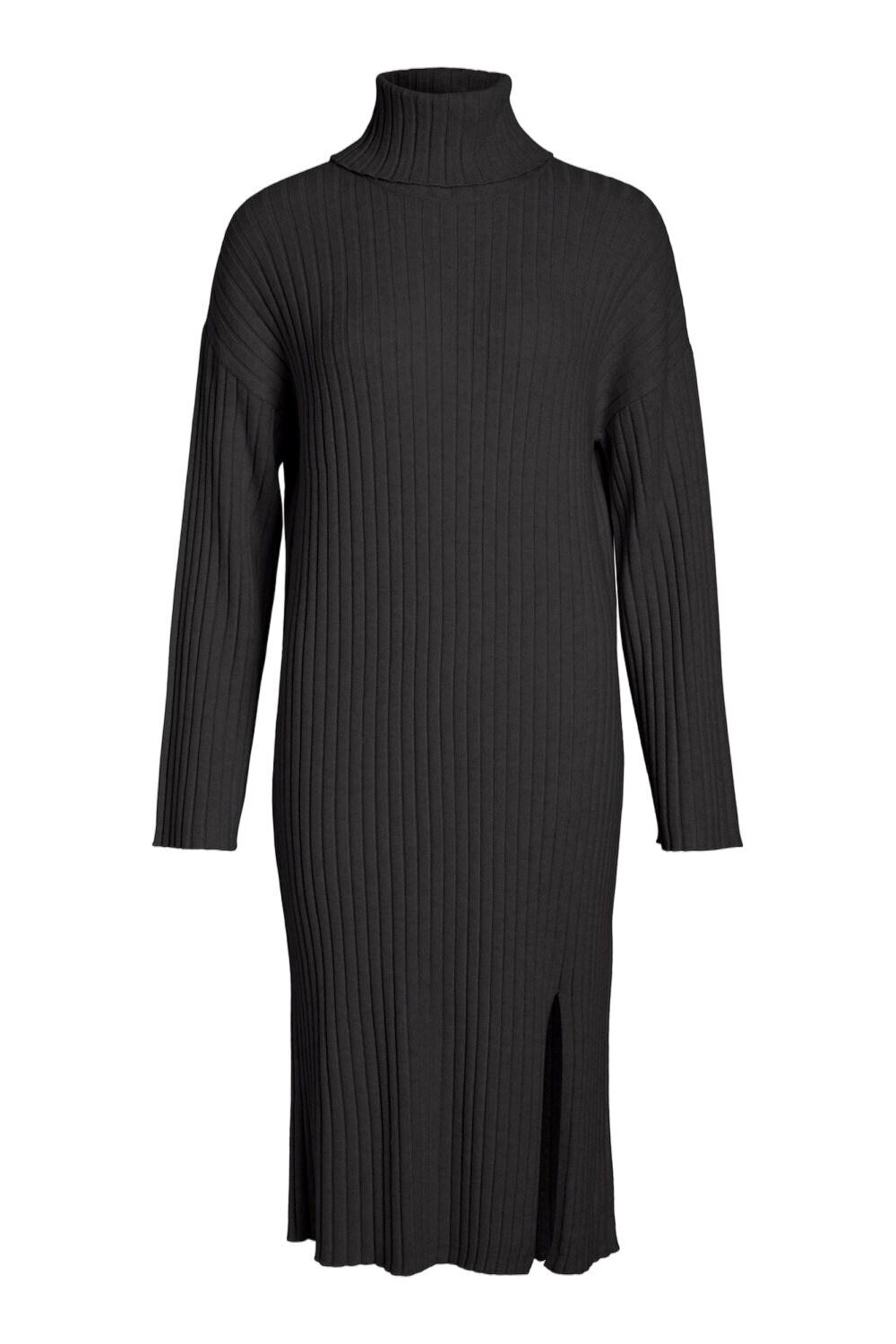 Čierne svetrové šaty s rolákom