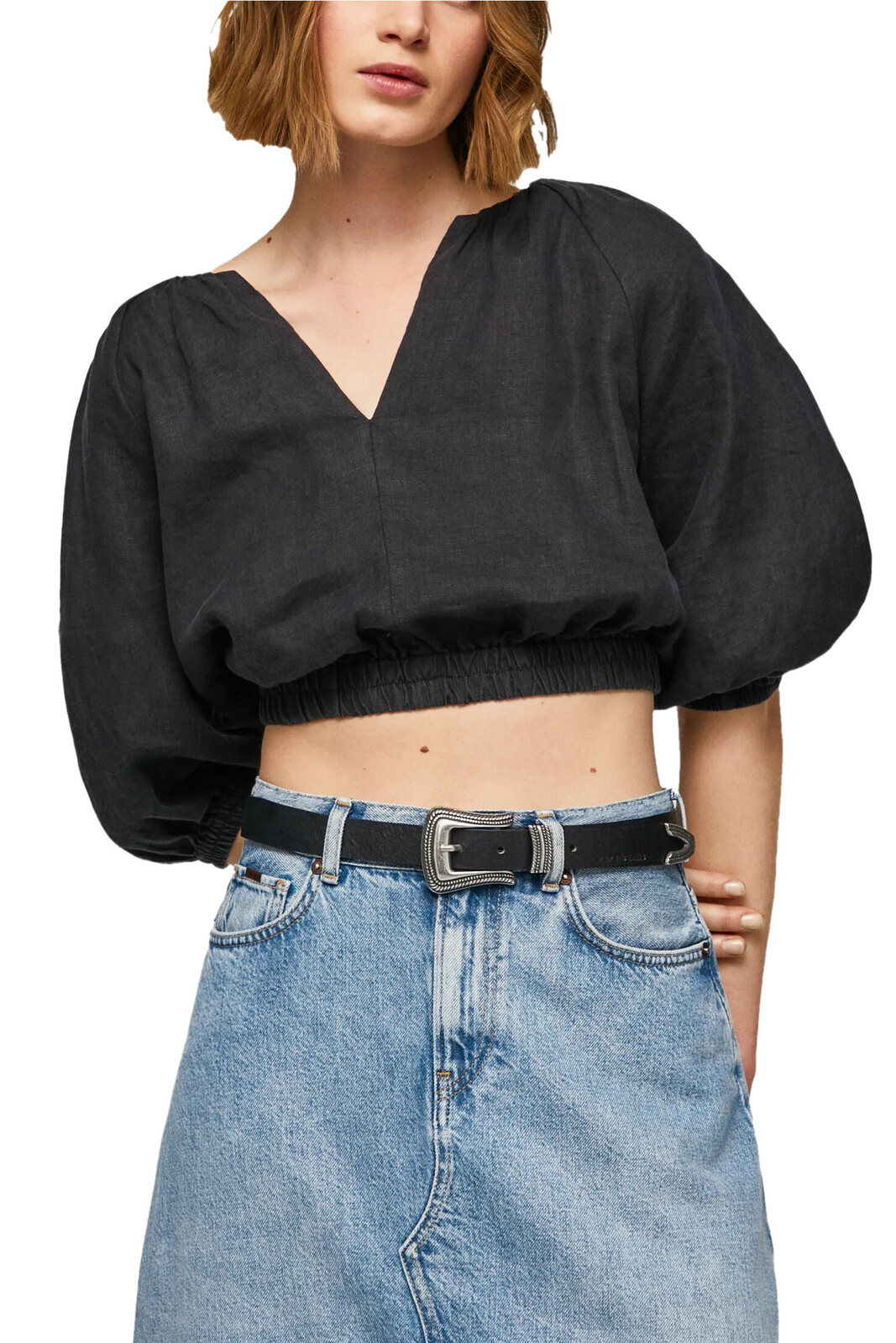 Čierne crop tričko Pepe Jeans