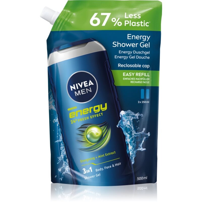 NIVEA MEN Energy sprchový gél pre mužov náhradná náplň 500 ml