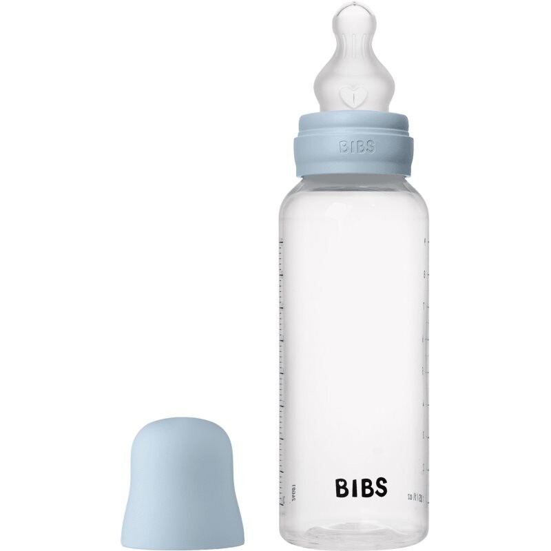 BIBS Anti-Colic Baby Bottle Silicone antikoliková fľaša Baby Blue 270 ml