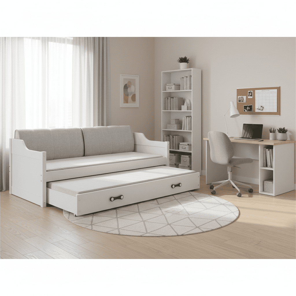 BMS Detská posteľ s prístelkou DAWID 2  | 200x90 cm | biela/biela | zmontovaná