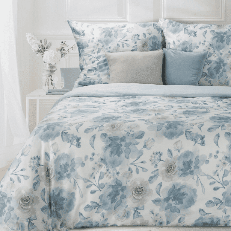 ArtFir Obliečky na jednolôžko SPRIN 14 | modré kvety 140 x 200 cm
