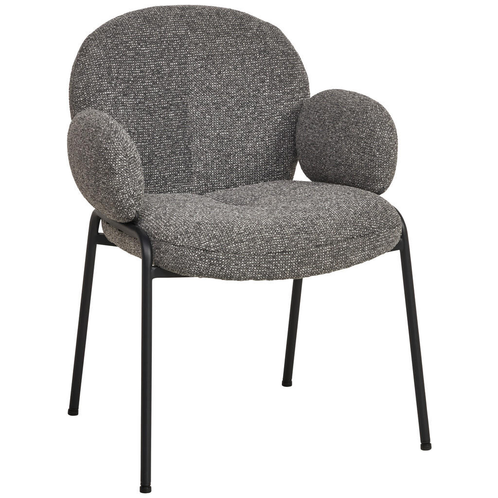 MID.YOU STOLIČKA S PODRÚČKAMI, železo, vzhľad ľanu, čierna, tmavosivá