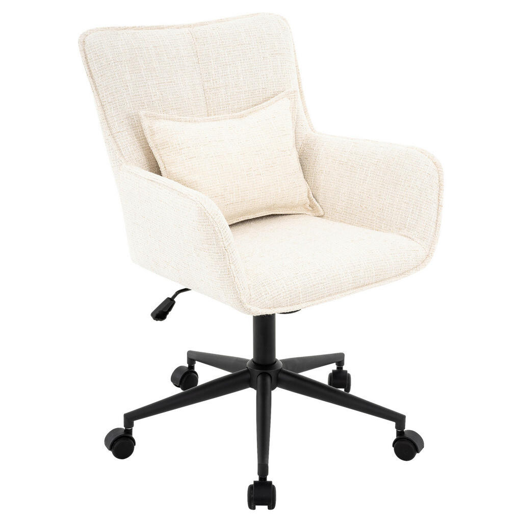 Carryhome OTOČNÁ STOLIČKA, tkaná textília, krémová, čierna