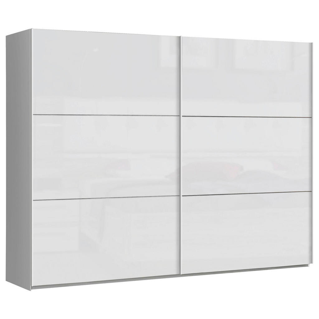 home24 ŠAT. SKRIŇA S POSUV. DVERAMI, biela, biela s vysokým leskom, 269,9/209,7/61,2 cm