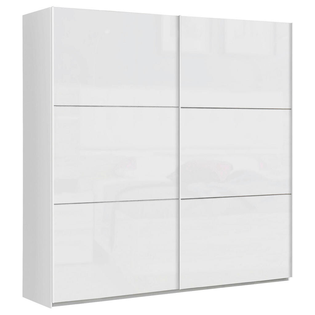 home24 ŠAT. SKRIŇA S POSUV. DVERAMI, biela, biela s vysokým leskom, 200,1/209,7/61,2 cm