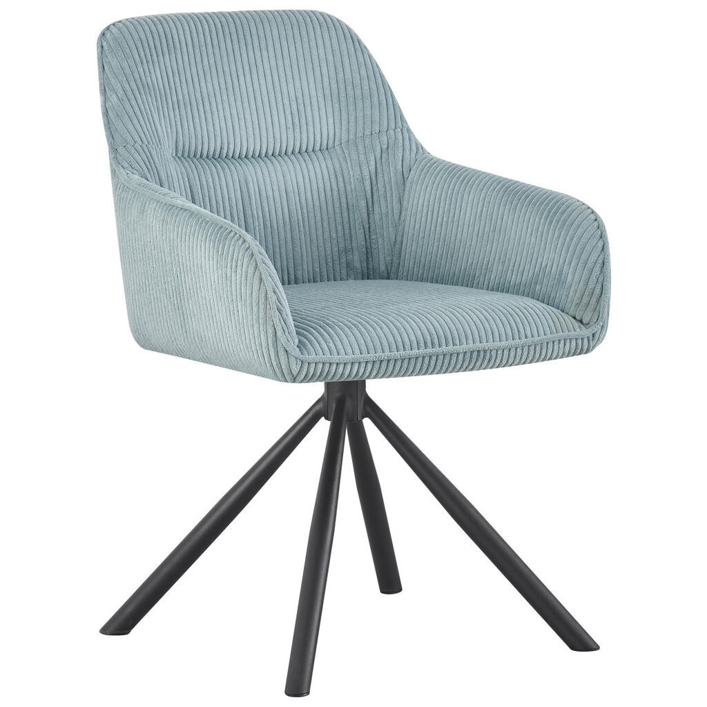 Carryhome STOLIČKA S PODRÚČKAMI, železo, kord, čierna, svetlomodrá