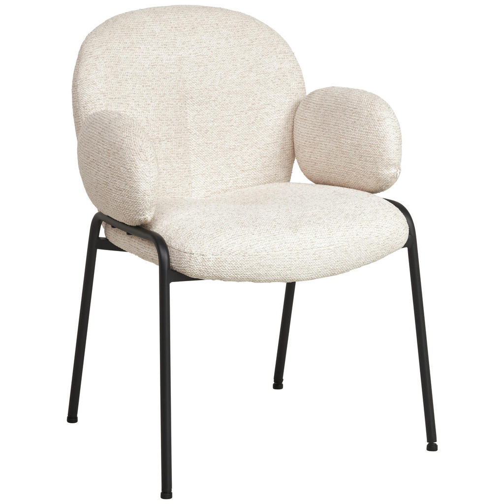 MID.YOU STOLIČKA S PODRÚČKAMI, železo, vzhľad ľanu, čierna, béžová