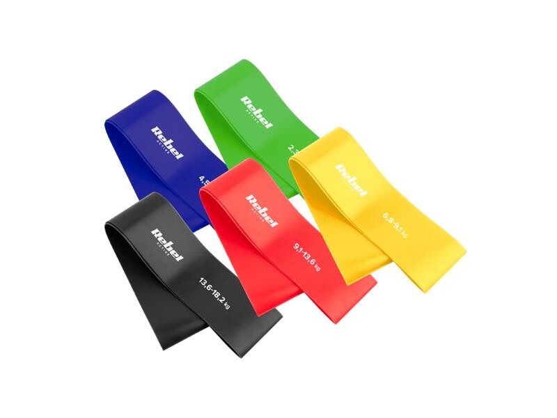 REBEL TPE Mini Band L 2,3-18,2kg 5ks mix farieb