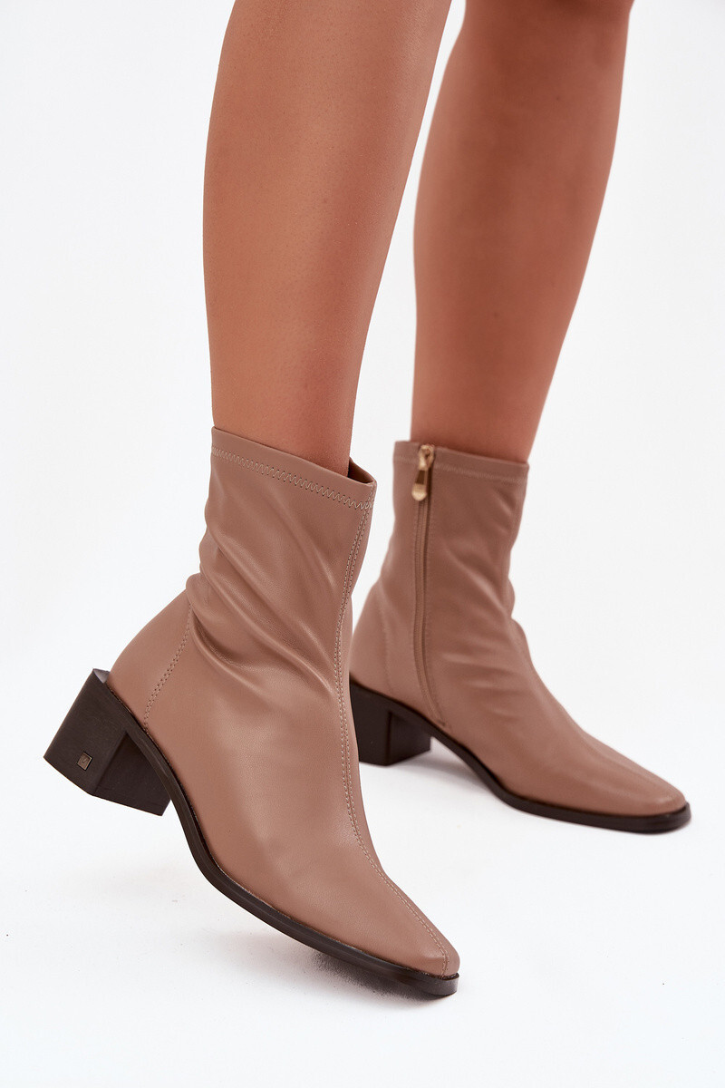 Damskie Botki Na Obcasie Vinceza 23-10791 Beżowe 38