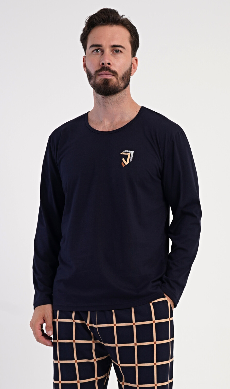 Pánske dlhé pyžamo Alfréd tmavě modrá XXL