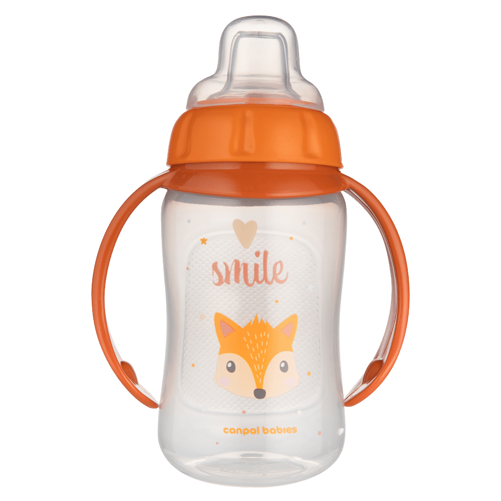 CANPOL BABIES Hrnček tréningový s úchytmi Cute Animals oranžová líška 320 ml