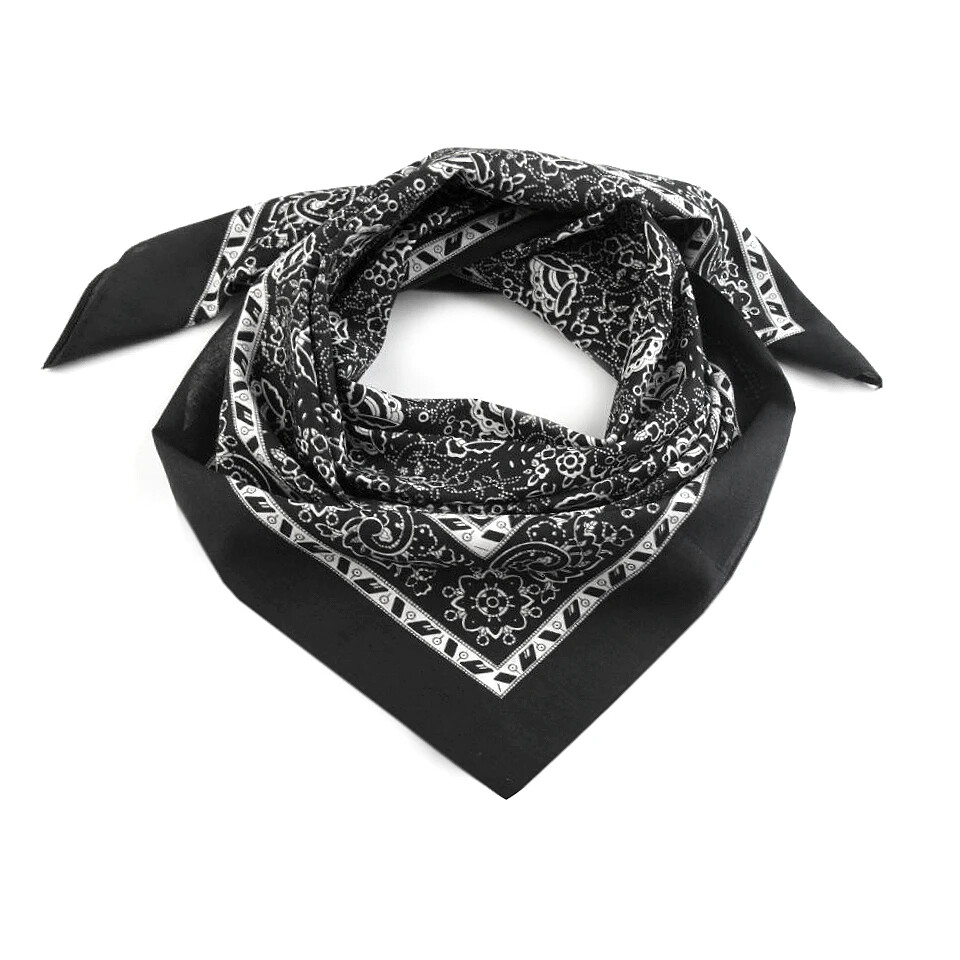 Šatka bavlnená Bandana kašmírový vzor 70x70 cm - čierna