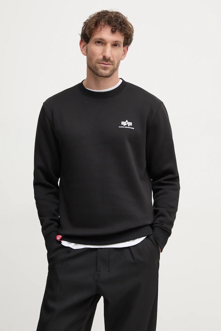 Mikina Alpha Industries Bluza Alpha Industries 188307 03 pánska, čierna farba, jednofarebná, 188307