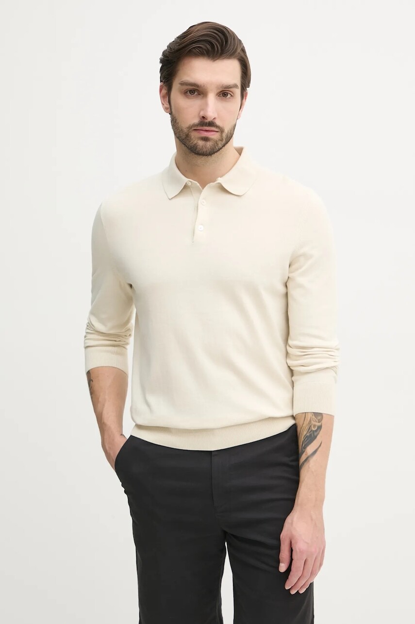 Bavlnený sveter BOSS biela farba, tenký, 50506025