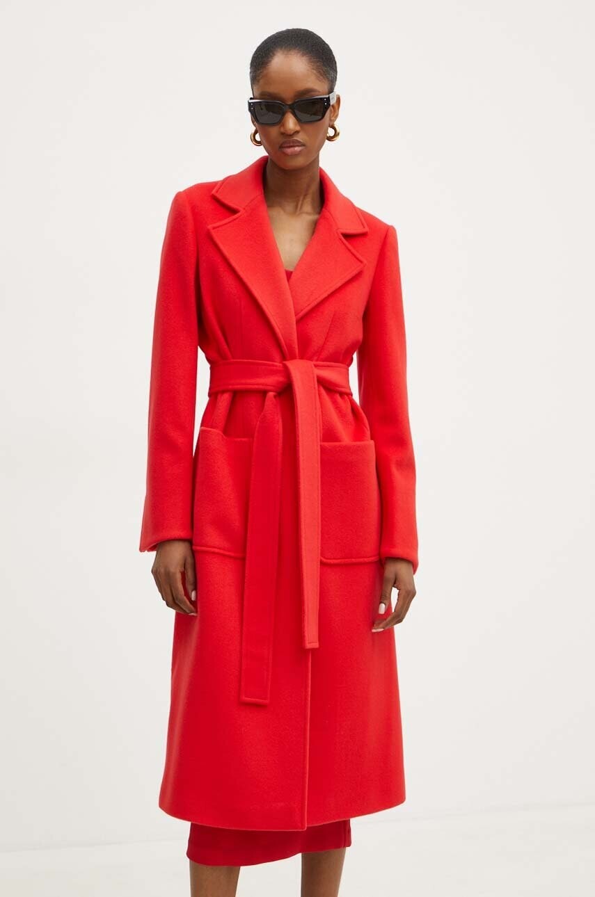 Vlnený kabát MAX&Co. červená farba, prechodný, 2428016024200