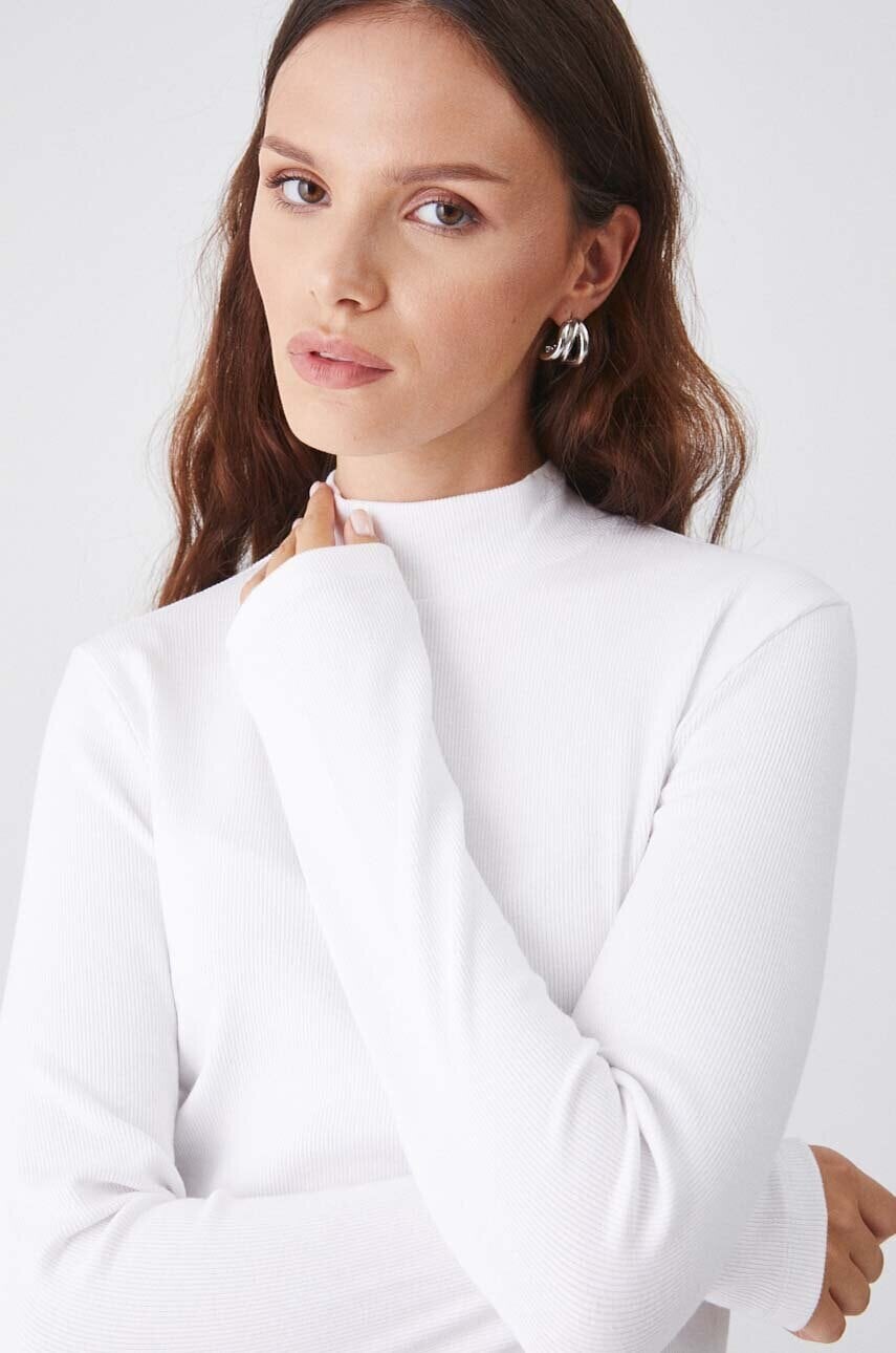 Tričko s dlhým rukávom Medicine béžová farba, s polorolákom