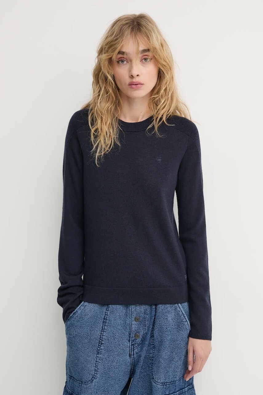 Vlnený sveter G-Star dámsky, tmavomodrá farba, tenký, D25509-D847