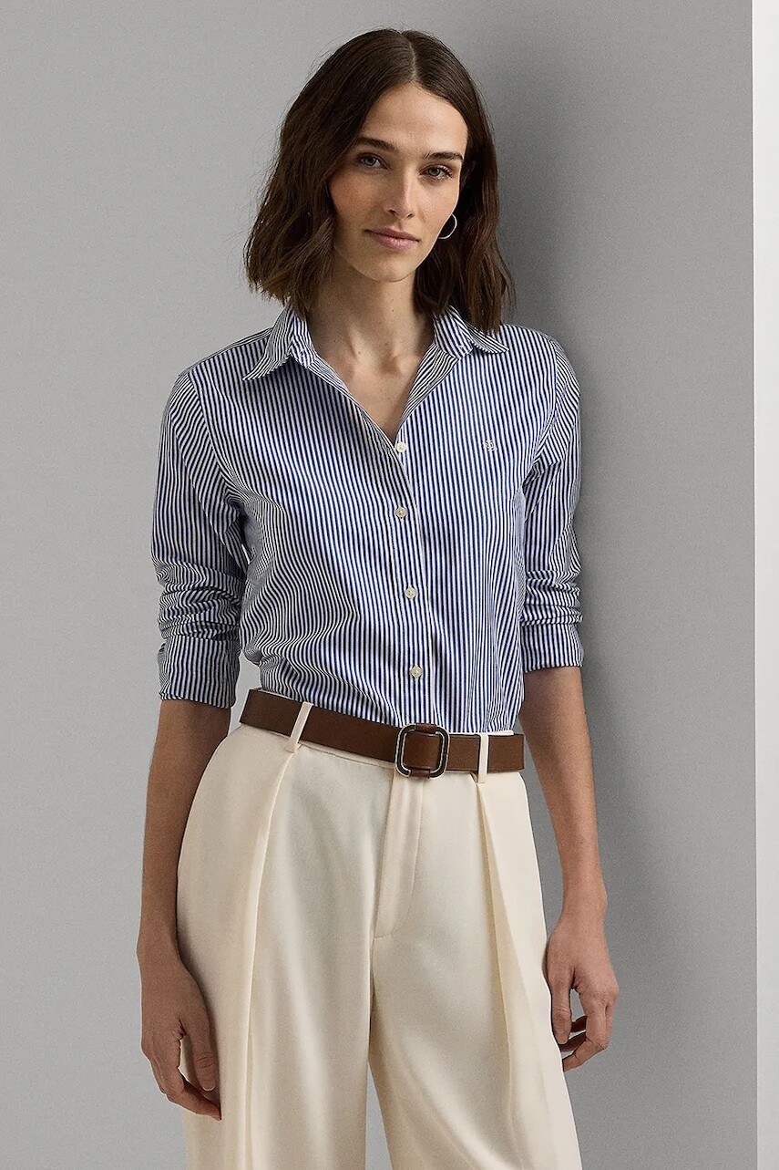 Bavlnená košeľa Lauren Ralph Lauren dámska, voľný strih, s klasickým golierom, 200859048