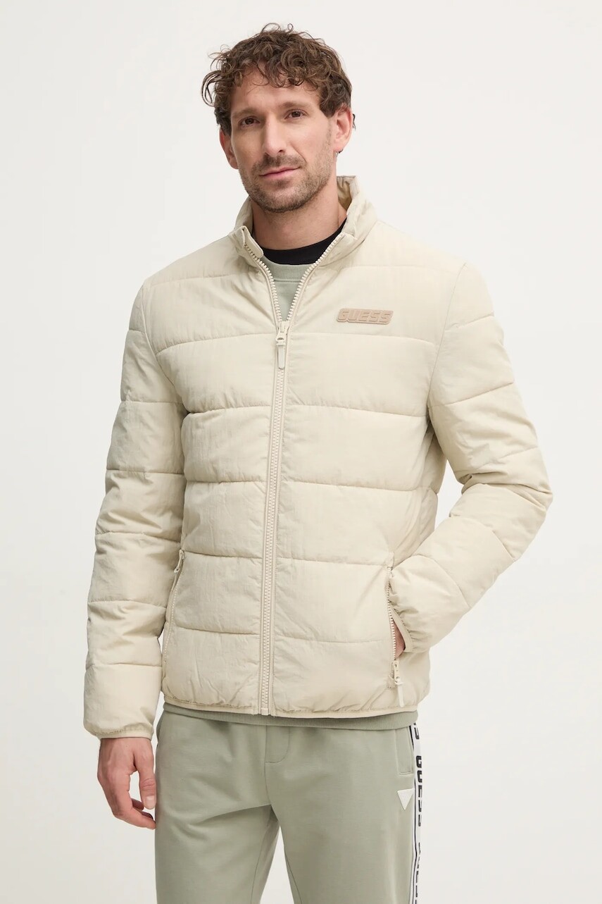 Bunda Guess ROHAN pánska, béžová farba, prechodná, Z5RL01 WGTN0
