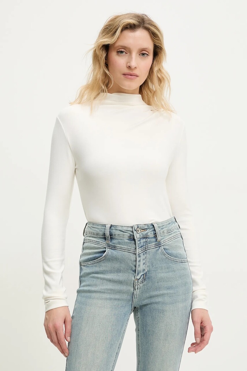 Tričko s dlhým rukávom Answear.LAB dámske, biela farba, s polorolákom