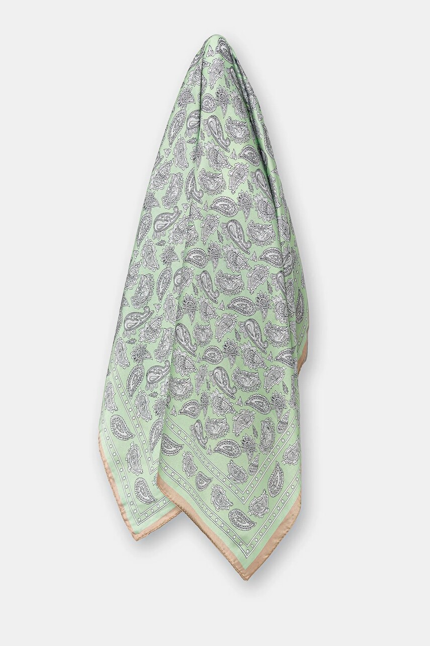 Šatka s hodvábom Answear.LAB tyrkysová farba, vzorovaná