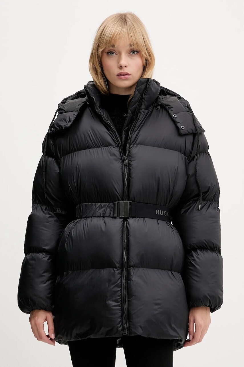 Bunda HUGO Falentina-2 čierna farba, zimná, 50547228