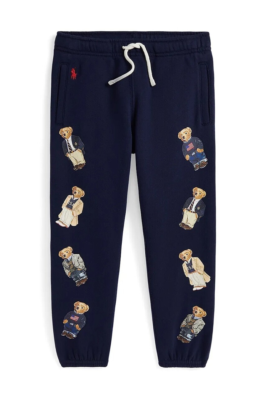 Detské tepláky Polo Ralph Lauren tmavomodrá farba, s potlačou, 312979044001