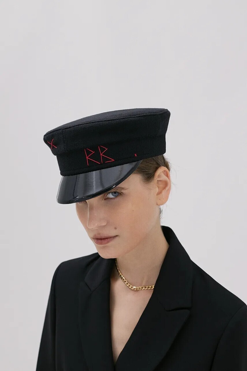 Bavlnená baretka Ruslan Baginskiy čierna farba, KPC033-W