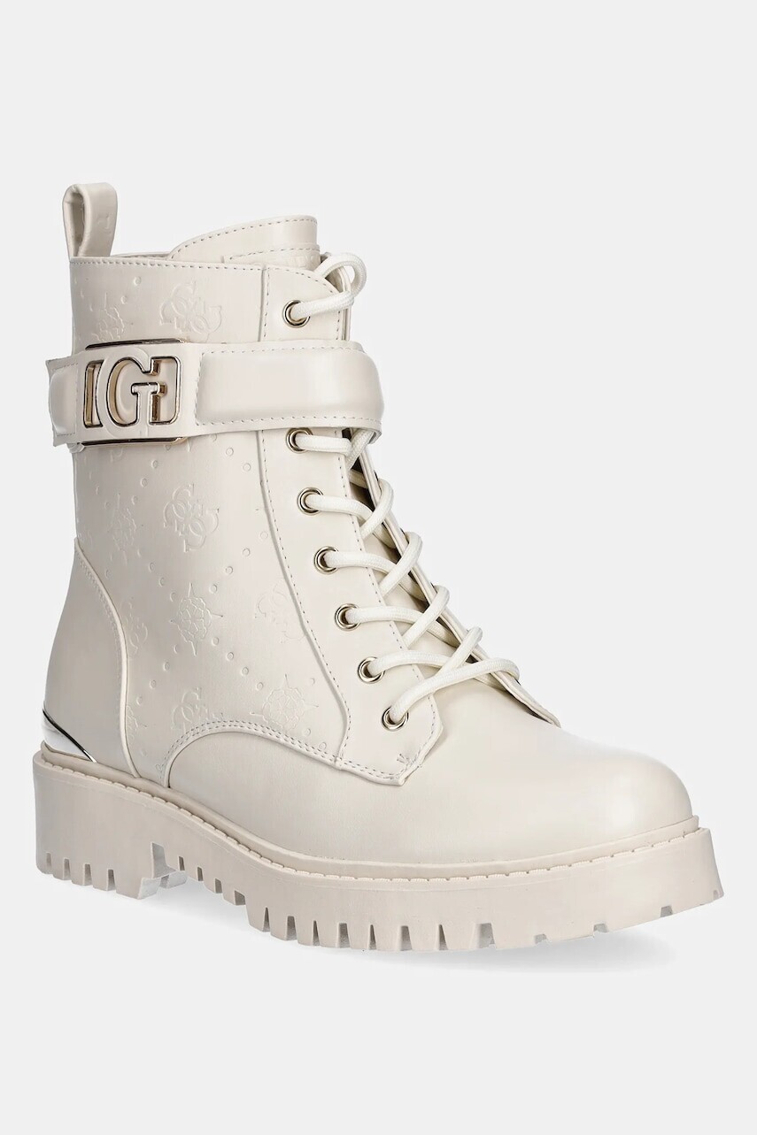 Členkové topánky Guess ORANDA2 béžová farba, na plochom podpätku, FLTORA FAL10