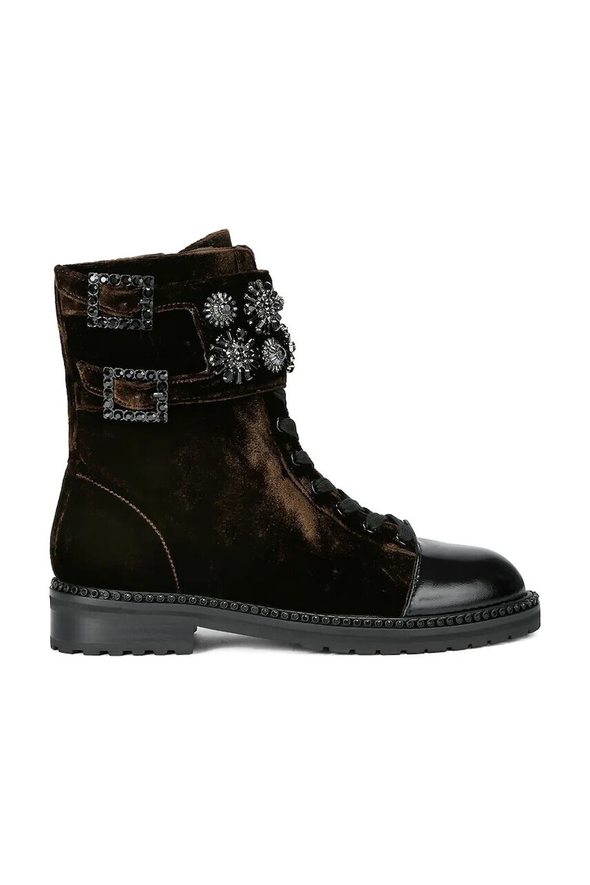 Workery Kurt Geiger London Stoop Combat Boot hnedá farba, na plochom podpätku, 4995235789