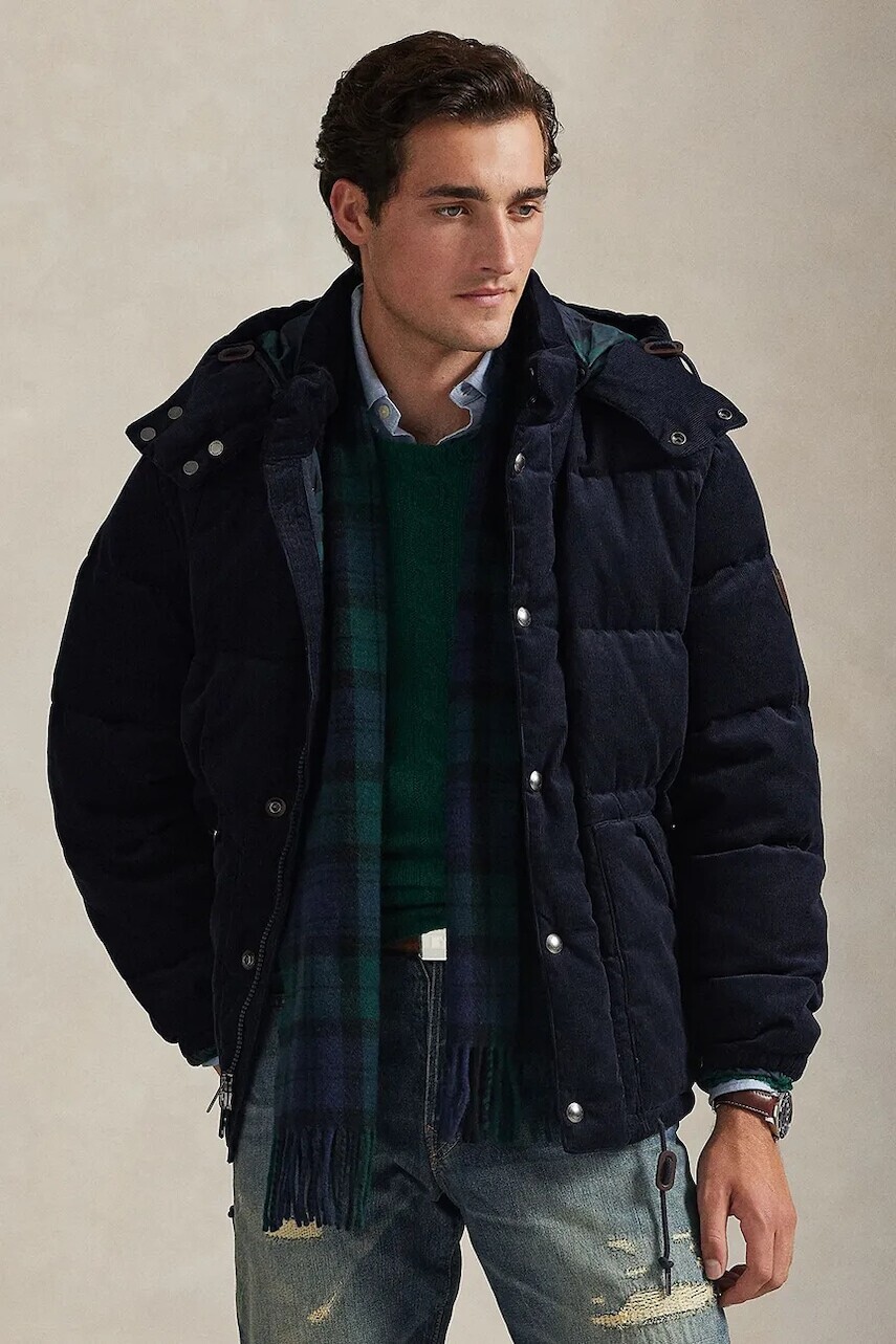 Páperová bunda Polo Ralph Lauren tmavomodrá farba, zimná, 710977078