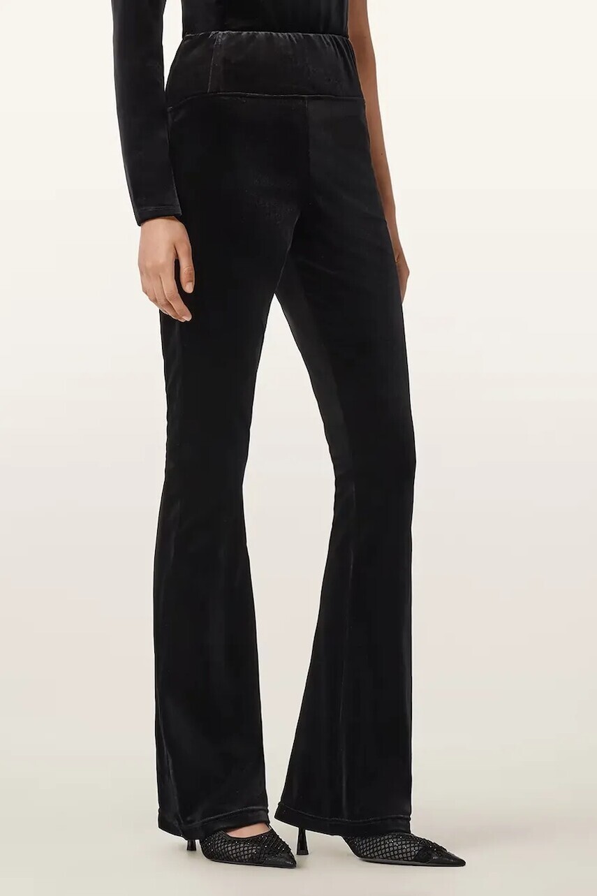 Zamatové nohavice AllSaints čierna farba, vysoký pás, W060TD