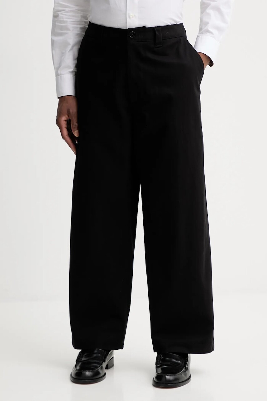 Bavlnené nohavice AllSaints čierna farba, rovný strih, M035TD