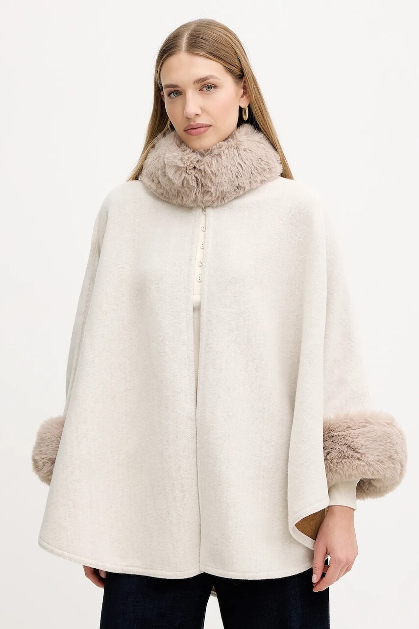 Pončo Twinset béžová farba, 252TO5130