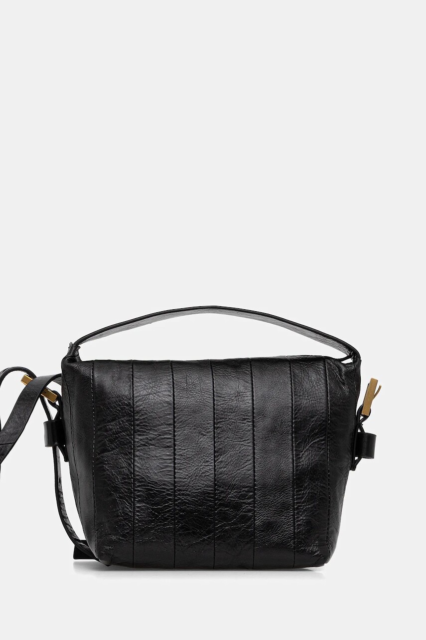 Kožená kabelka AllSaints čierna farba, W549XD