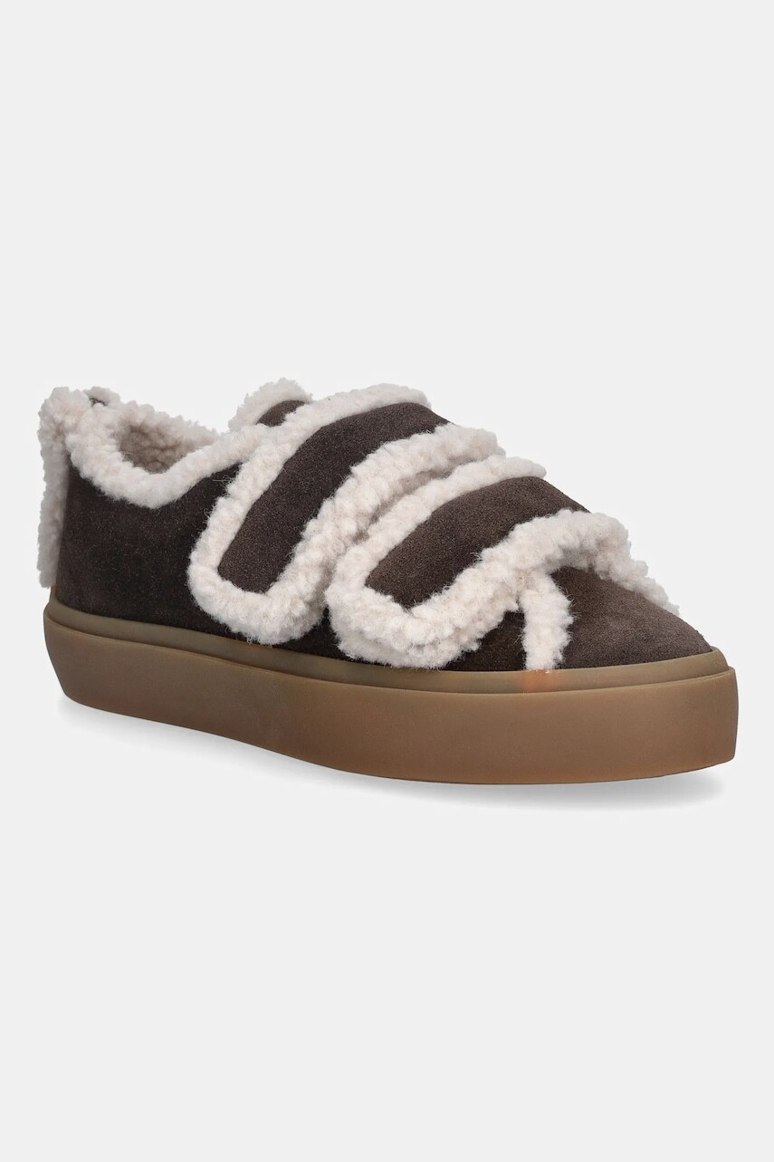 Semišové tenisky Inuikii Shearling Low Velcro hnedá farba, 1001.001.0231.152
